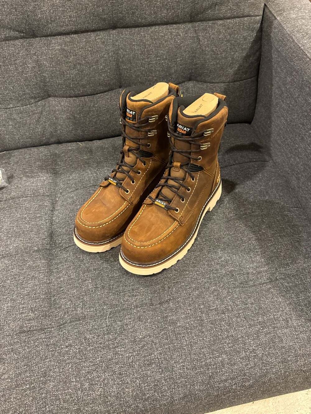9M wide - Ariat Rebar Lift 8 H2O Size 9 EE Wide Distressed Brown Work Boots
